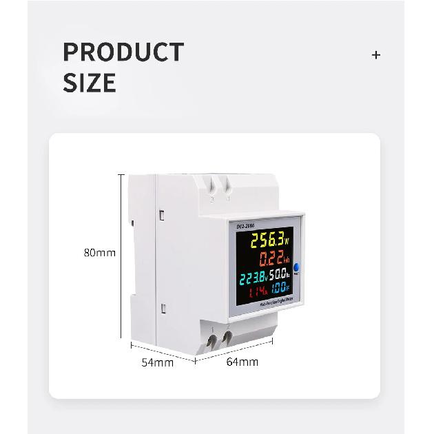 Din Rail AC Monitor 6IN1 110V 220V 380V 100A Voltage Current Power Factor Active KWH Electric Energy Frequency Meter VOLT AMP