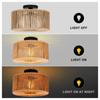 Rattan Woven Light Fixtures Semi Flush Mount Ceiling Light Vintage Indoor Hanging Light