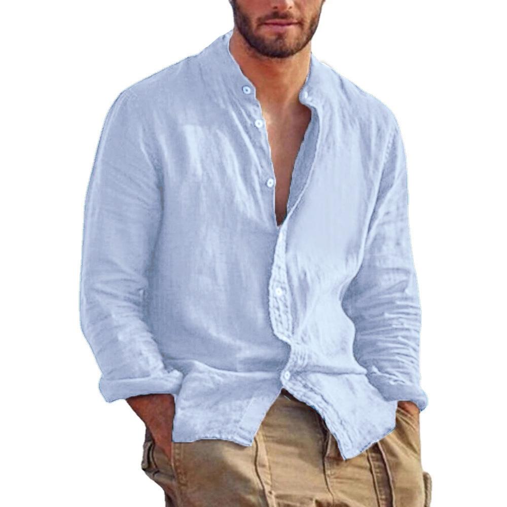 Мужские повседневные рубашки, однотонные, с длинным рукавом, повседневная уличная одежда, удобные тонкие базовые простые универсальные мужские топы