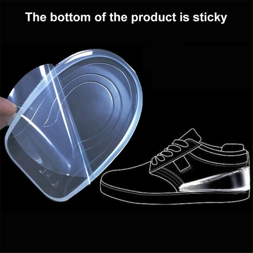 Pair 1~3cm Portable Invisible Soft Taller Height Increase Shoe Insoles Silicone Gel Heel Insert Pad