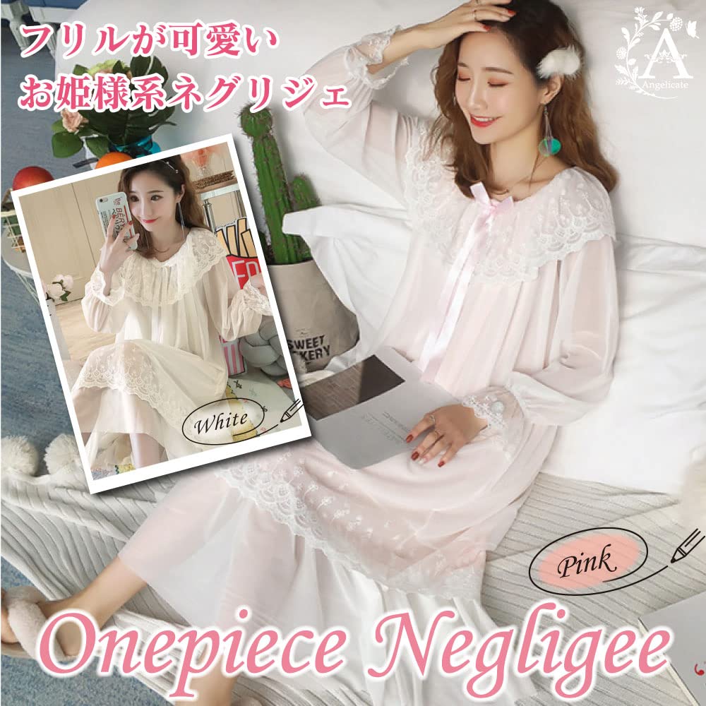 Angelicate Элегантная Принцесса Длинный Рукав Принцесса Стиль Размер Женская Ночная Сорочка, Одежда для Сна, (Розовый, S)