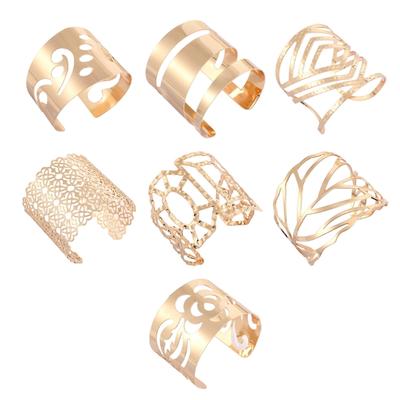 Европейский винтажный металлический открытый браслет из сплава с цветочным узором и листьями, с регулируемой шириной для удобного и стильного вида