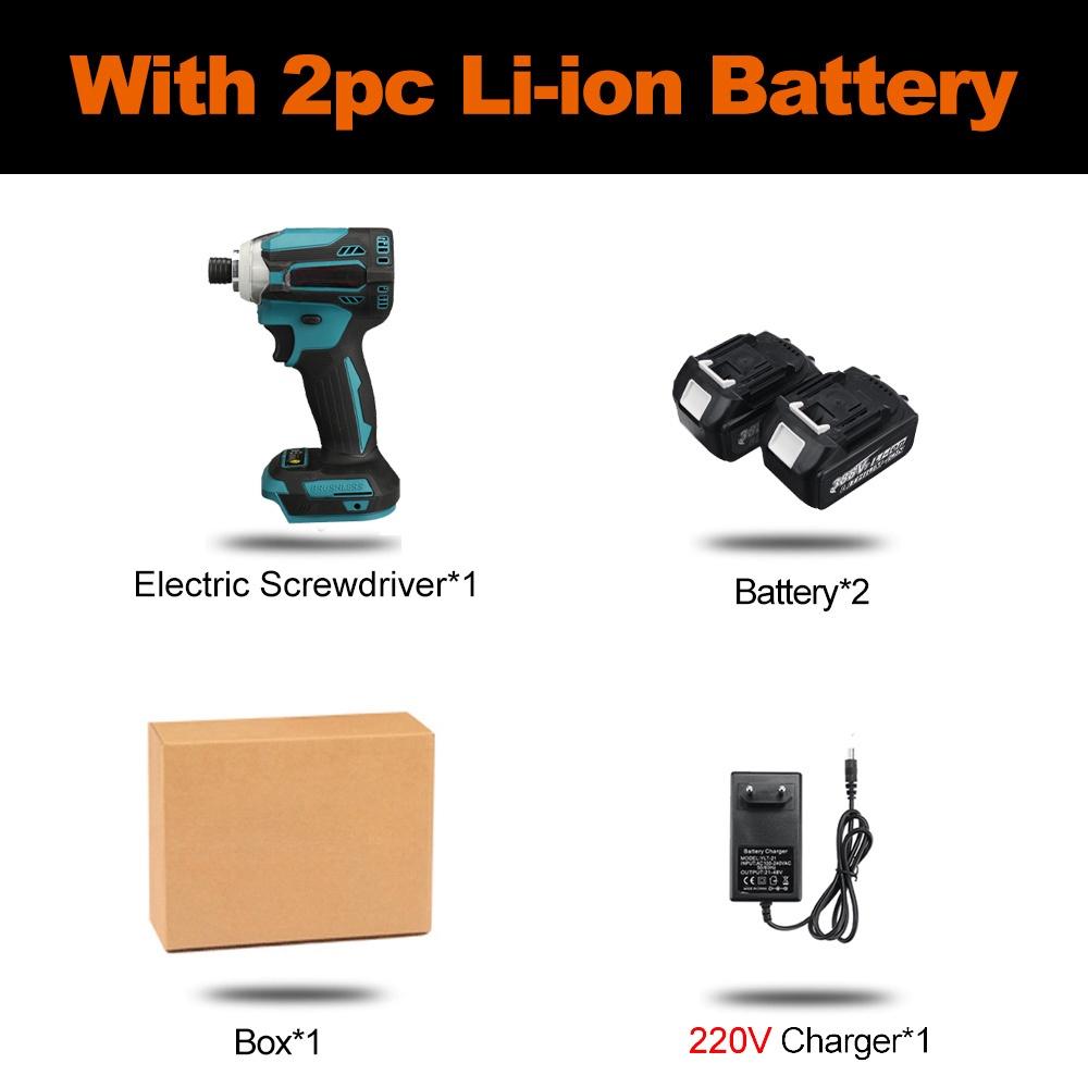 Беспроводная отвертка с 4 скоростями, ударный гайковерт 1/4, бесщеточная электрическая отвертка, аккумуляторная дрель-шуруповерт, электроинструмент, синий