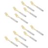 Golden Stainless Steel Fork Set for Home Kitchen & Restaurant Cutlery Dinner Table Set with Ceramic Handle Tableware for Salad Fruit