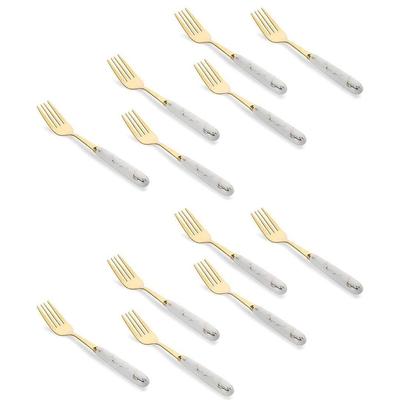 Золотой набор вилок из нержавеющей стали для дома, кухни и ресторана, столовые приборы, набор для сервировки стола, с керамической ручкой, посуда для салата, фруктов