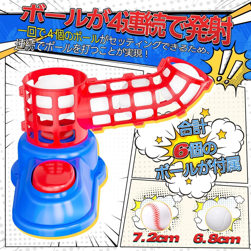 Набор для бейсбола EagleStone с автоматической подачей мяча, ручной подачей и 6 мячами. Идеально подходит для бейсбола, снятия стресса, игр на открытом воздухе. Подарок для мальчиков и учеников начальной школы.