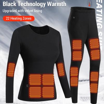 Комплект нижнего белья с электрическим подогревом для женщин, 22 зоны, костюм для тела с подогревом лыж