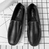 Мужские повседневные кожаные мокасины Мужская обувь на плоской подошве Мокасины Деловая минималистская обувь для мужчин Черные туфли без застежек для вождения Отдых Прогулки