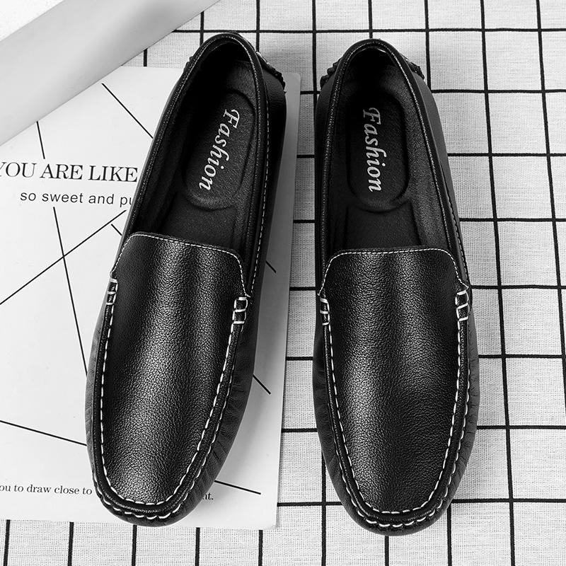 Мужские повседневные кожаные мокасины Мужская обувь на плоской подошве Мокасины Деловая минималистская обувь для мужчин Черные туфли без застежек для вождения Отдых Прогулки