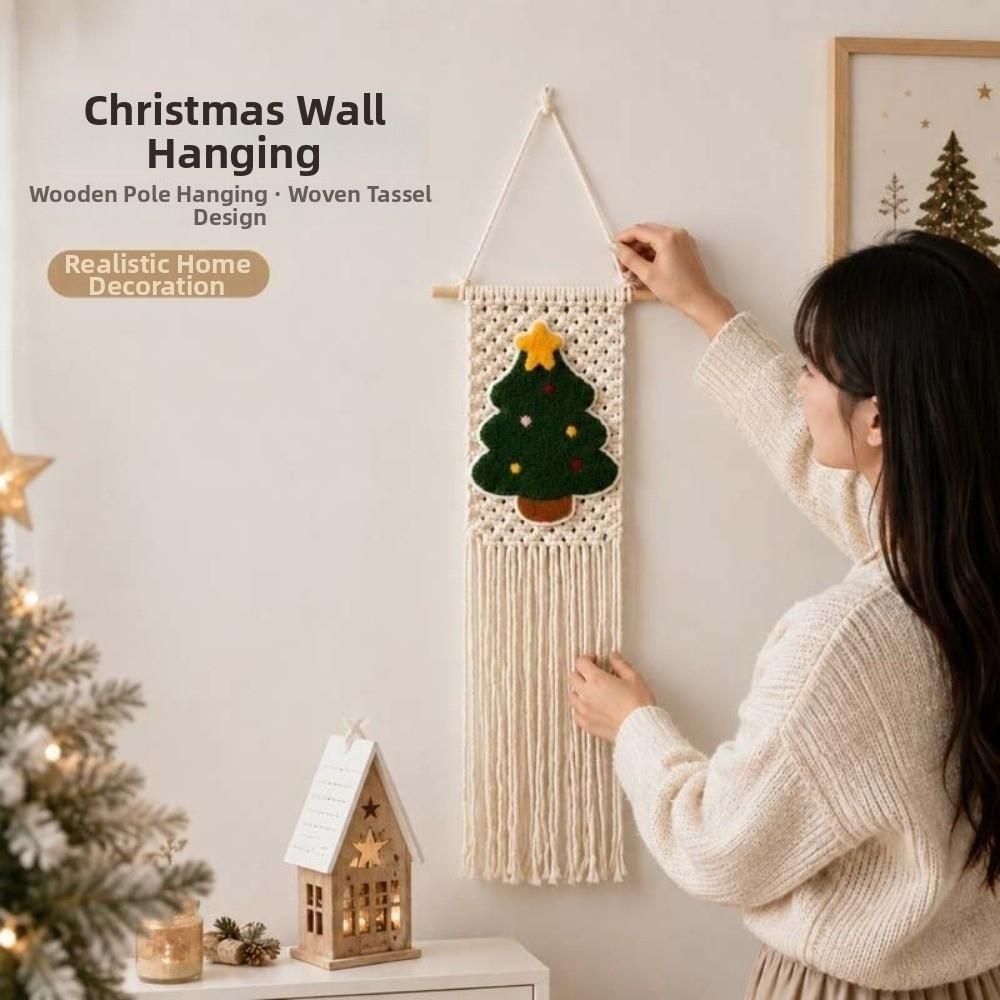 25x60cm Christmas Tree Wall Hanging Woven Texture Mini Wall Hanging Christmas Decoration
