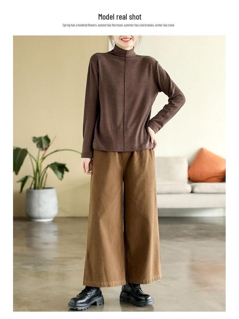 Женская универсальная вельветовая рубашка пэчворк с полувысоким воротником - Осень/Зима 2025