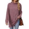 Autumn Winter Mid-Length Pullover Long Sleeves Thick Warm Knitwear Hoodie Casual Solid Color Half High Collar Loose Pocket Sweatshirt