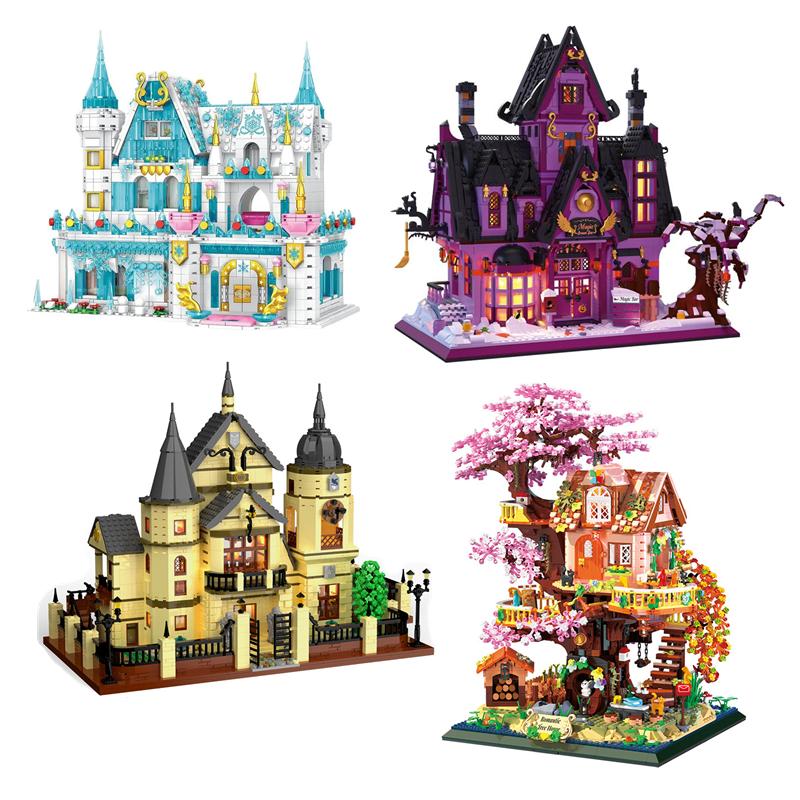 Zhegao Tree House Building Blocks Orchid Flower Villa Bricks Cabin Juguetes Diy Toys Moc Magic Hotel Gift Adult Present
