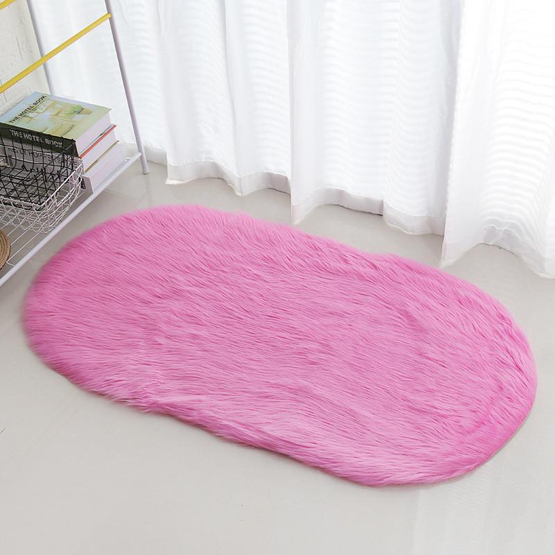 Modern Minimalist Artificial Wool Oval Rug For Living Room Bedroom Floor Decor