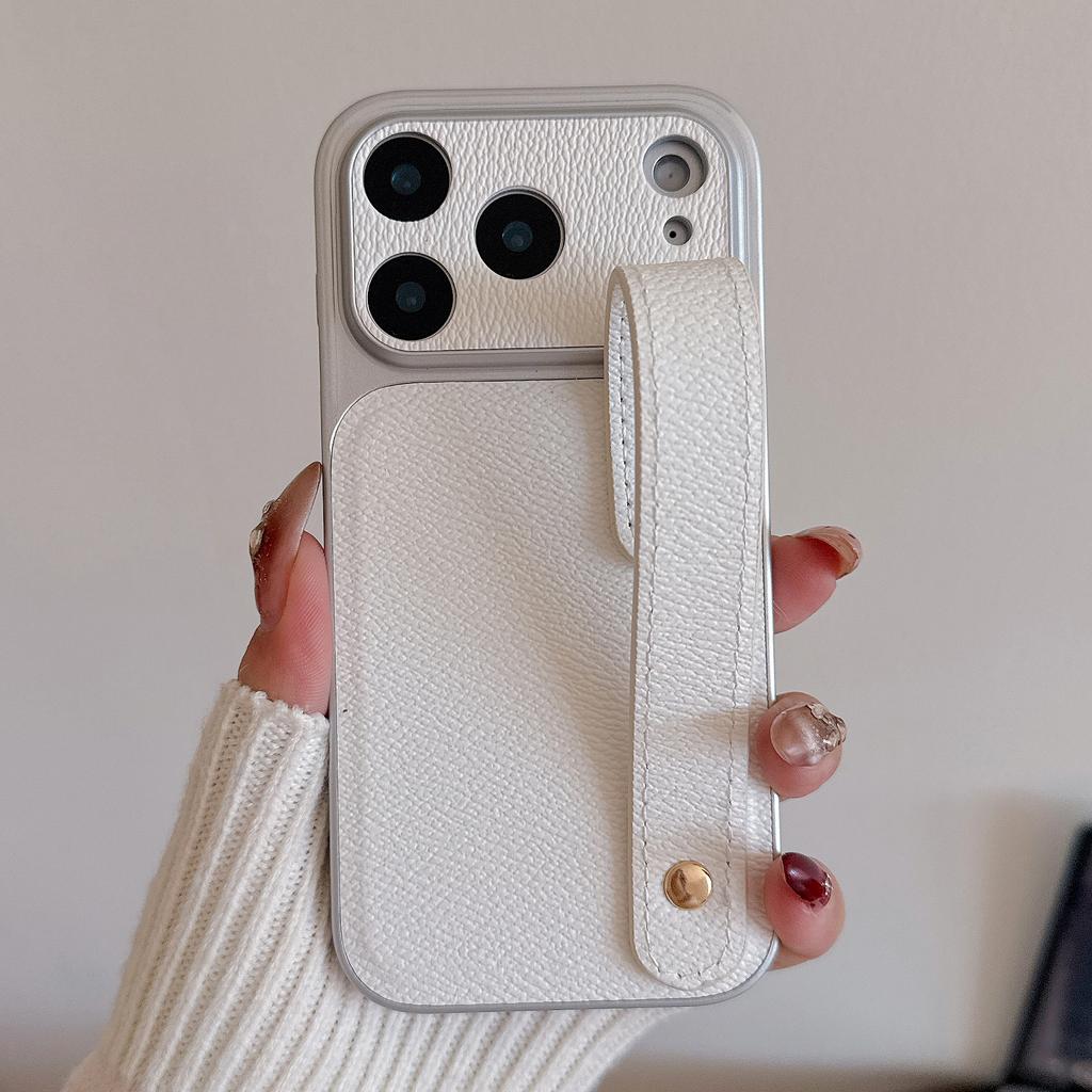 Чехол-браслет Гибридный чехол для телефона из кожи и материала Skin для iPhone 17 Pro Max iPhone 16 15 14 13 Pro Max с ремешком на руку PC+PU Матовый Противоскользящий Жесткий чехол