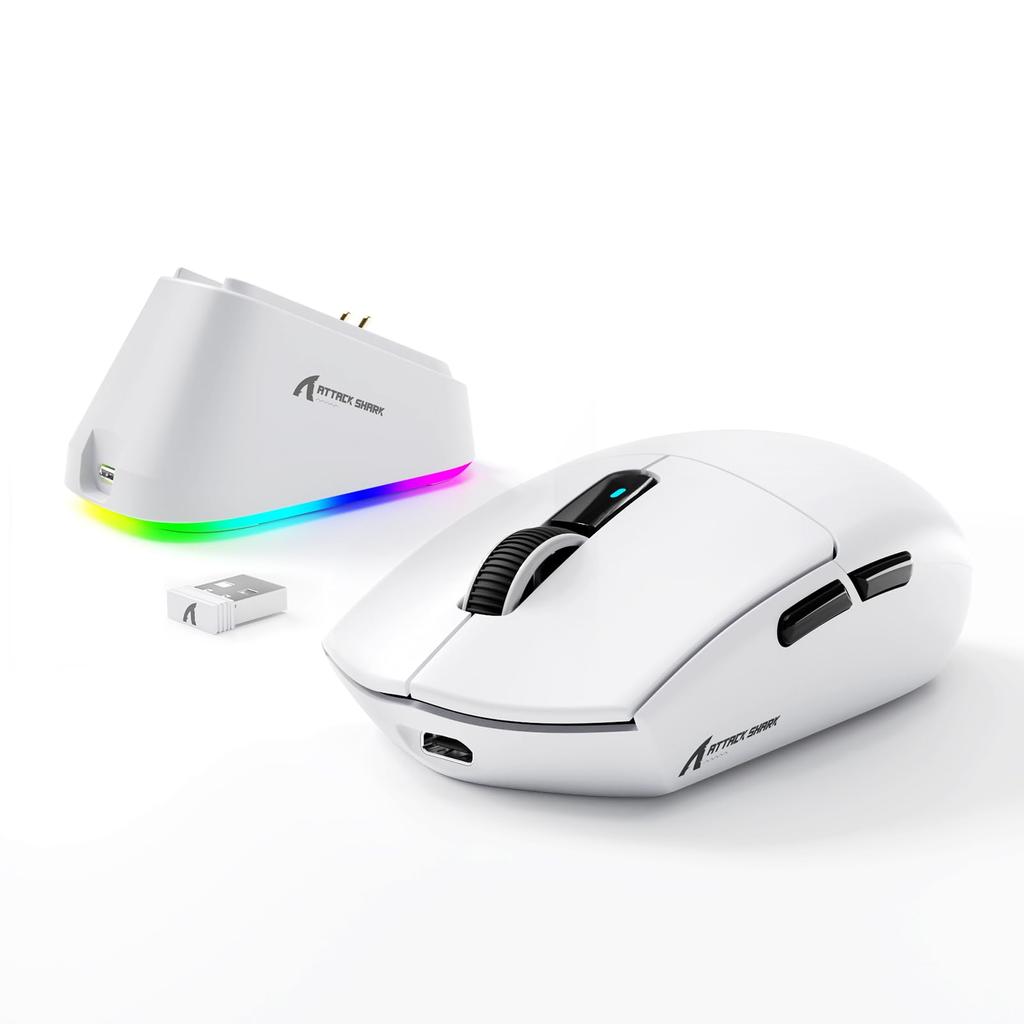 ATTACK SHARK G3PRO Wireless Gaming Mouse with RGB Charging Over 100 Million 180 Hours of Battery 500mAh High BK52820 Set Web Driver 2.4Ghz Dock,