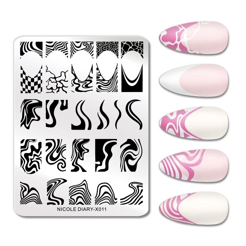 Штамповочные пластины для дизайна ногтей, листья, цветы, трафареты из нержавеющей стали, инструменты для штамповки изображений для ногтей, маникюрные инструменты