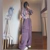 Весенние женские модные повседневные комбинезоны с высокой талией, свободные прямые брюки длиной до пола
