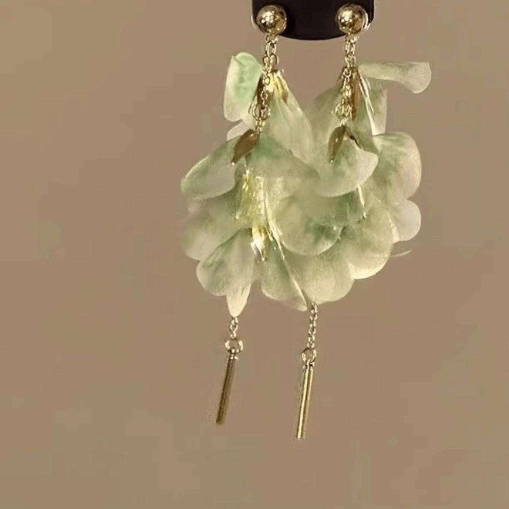 Серьги с длинной бахромой Серьги-кисточки из органзы Модные украшения Модные серьги-цветы Ежедневные