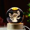 Hot 6cm 3D Crystal Ball Stitch Pikachu Wooden Base with 6cm Crystal Ball Planet Night Light Laser Carving Children's Gifts