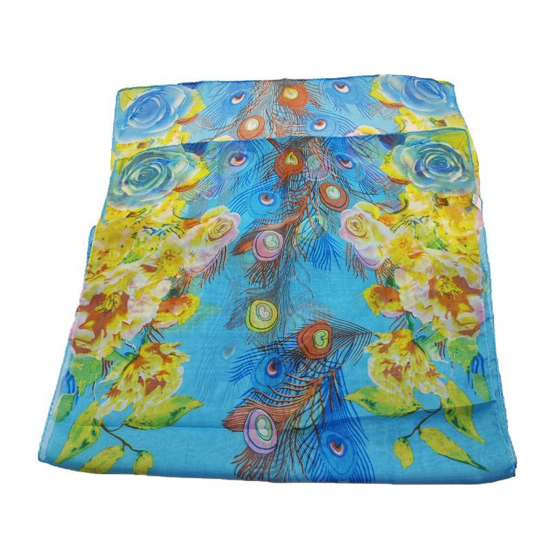 Женская мода шифоновый платок солнцезащитный шелковый шарф аксессуары длинный плащ летнее пляжное полотенце принт цветочный накидка саронг 160x50 см