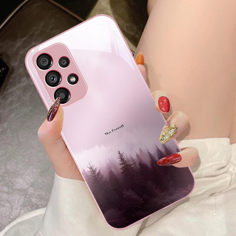 Чехол для телефона из закаленного стекла Misty Forest Black для Samsung Galaxy S10 4G S20 11E 30 S21 21Fe 22 S24 Pro S23 Ultra 5G S8 S9
