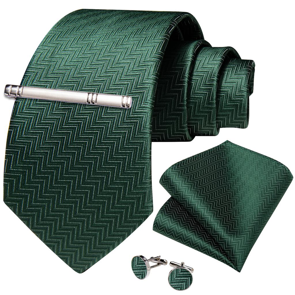 Men's Tie Silk Paisley Classic Wedding Necktie and Pocket Square Cufflinks Set