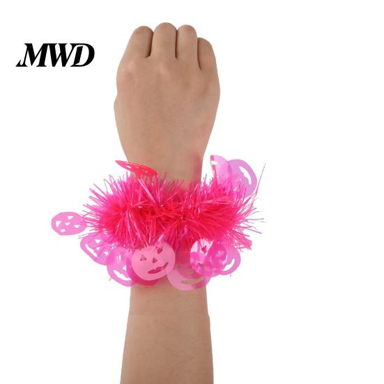 Lightweight PET Wristband for Dancing Halloween Wrist Cuff, Soft Fluffy Bracelet with Fluorescent Ghost Pumpkin Skull Creative Gift Children