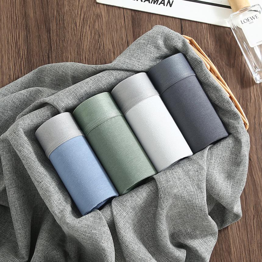 4 PCS Men's Underwear Men's Pure Cotton Antibacterial Boxers Youth Cotton Breathable Boxers Boys' Shorts Underwear