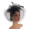 Wiomen Party Fascinator Hat Сетка Ажурная сетка Перо Винтажный цветок Королевский стиль Свадебный головной убор Головной убор Сценическое представление Головной декор Шляпа для волос