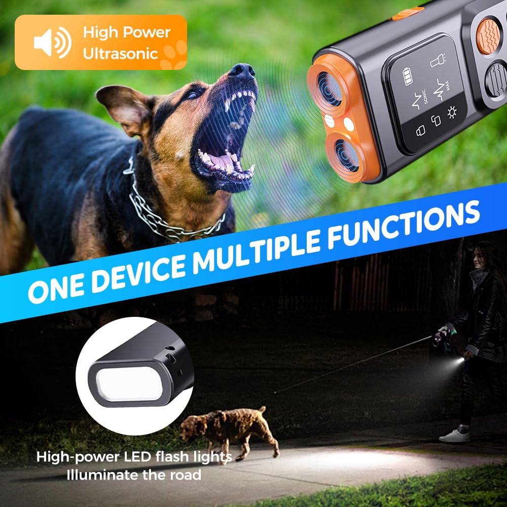 Устройство против лая для собак, усовершенствованные устройства для отпугивания лая собак, ультразвуковая дрессировка собак с HD-дисплеем и светодиодным фонариком