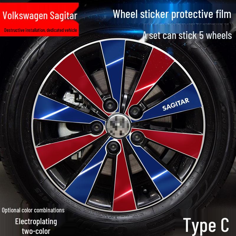 Volkswagen Sagitar Wheel Hub Stickers: Electroplating Color Change, Warning, Scratch Protection