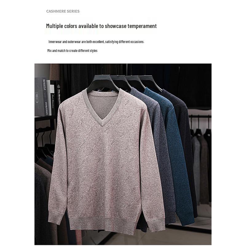 Romon Men's V-Neck Thickened Knit Pullover LZ6362