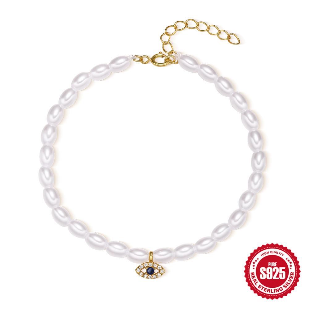 Стильный и простой стиль S925 стерлингового серебра французский мелкий рисовый жемчуг лунная змея бриллиант женский браслет