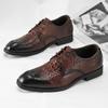Мужские классические деловые туфли-оксфорды, повседневные туфли с узором из кожи аллигатора, повседневные удобные модные туфли дерби, роскошные кожаные туфли
