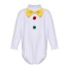 Baby Toddler 2 Pieces Clown Costume Circus Romper Long Sleeve Bow Tie Pompom Crotch Button Romper with Adjustable Strap Colorful Suspenders Shorts Out