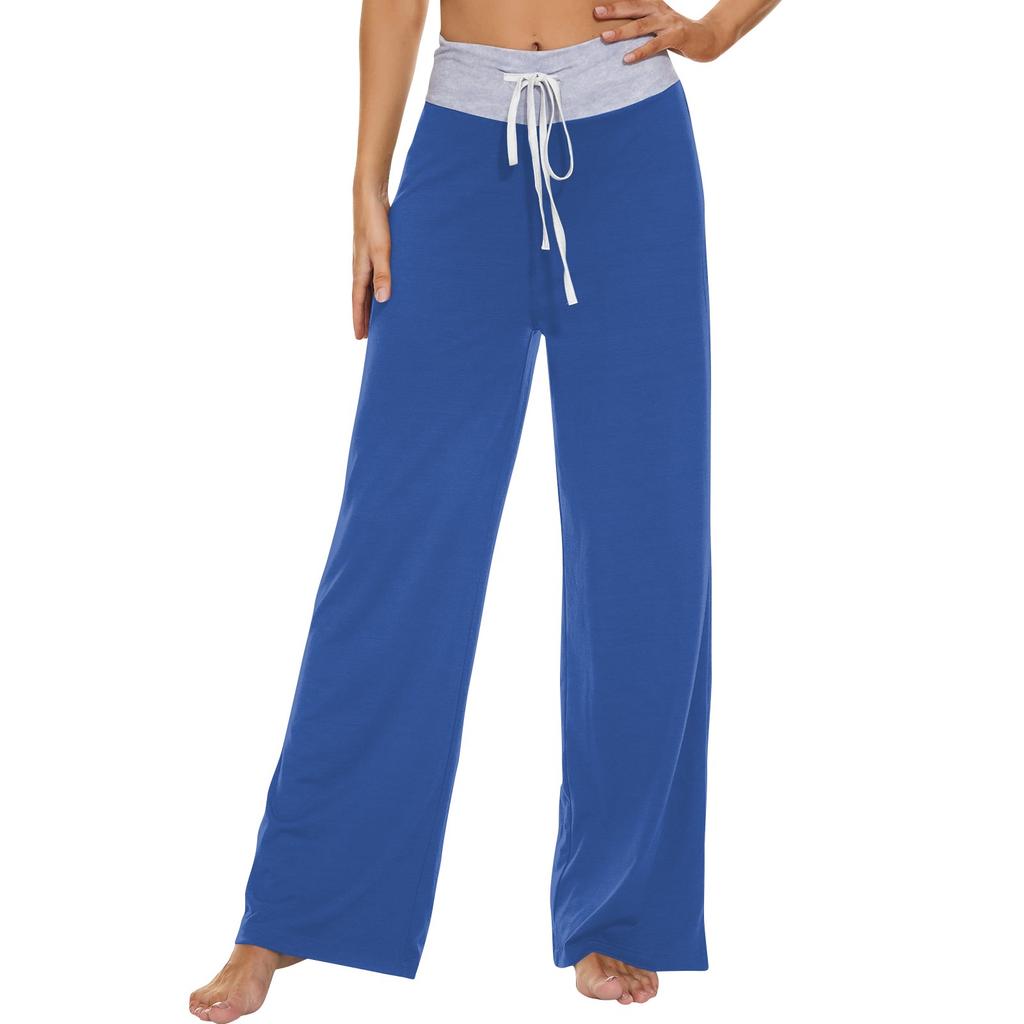 Women's Fashion Casual Comfortable Pajama Pants Printed Drawstring Wide Leg Pants Trousers