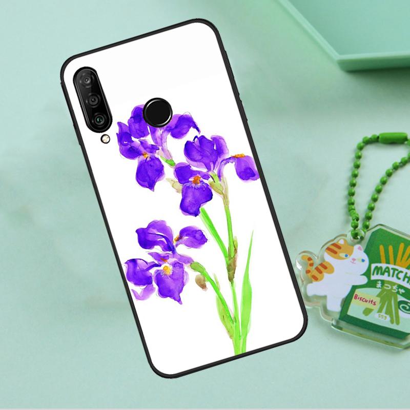 Iris Purple Flower Watercolor For Huawei Nova 10 9 SE 5T 12s 12i 11i Y91 Y90 Y60 Y70 Y72 Y61 P20 P40 P30 Lite P60 Pro Case