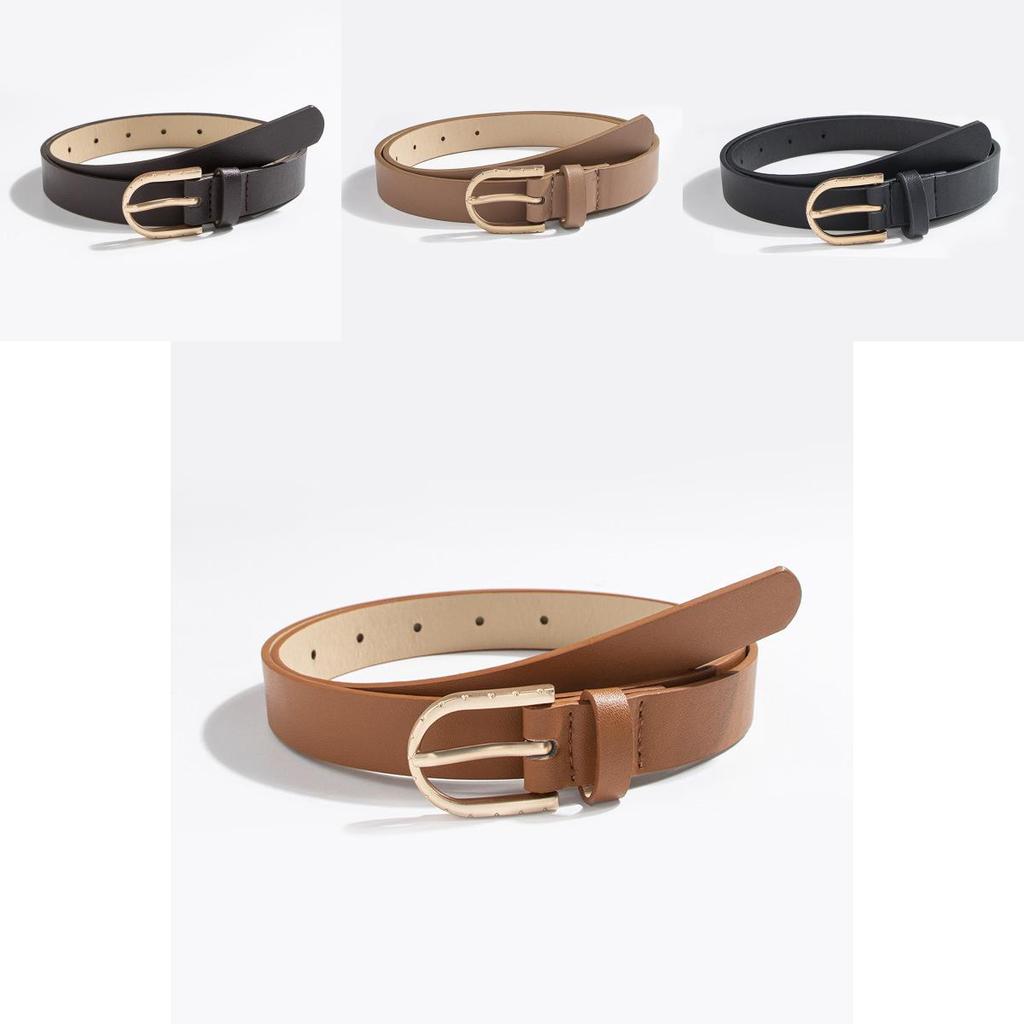 Minimalist Womens Faux Leather Belt With Oval Buckle For Office Use