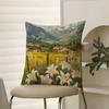 Подушка с ручной росписью, пейзажная масляная живопись, комфортная, для дивана-кровати, шелковистая, элегантная, с невидимой молнией, декоративная наволочка