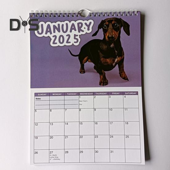 Настенный календарь 2025 года с рисунком собаки, настенный календарь, ежемесячный ежедневник, праздничный органайзер для домашнего офиса, декор