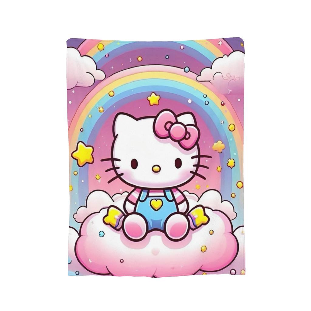 Hello Kitty Halloween Knitted Blanket Bats Ghost Plush Throw Blankets Home Couch Personalised Soft Warm Bedspreads,