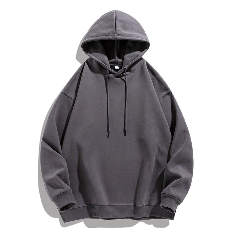Mens Solid Color Hooded Sweatshirt Loose Fit Casual Streetwear Unisex Pullover Winter Daily Wear