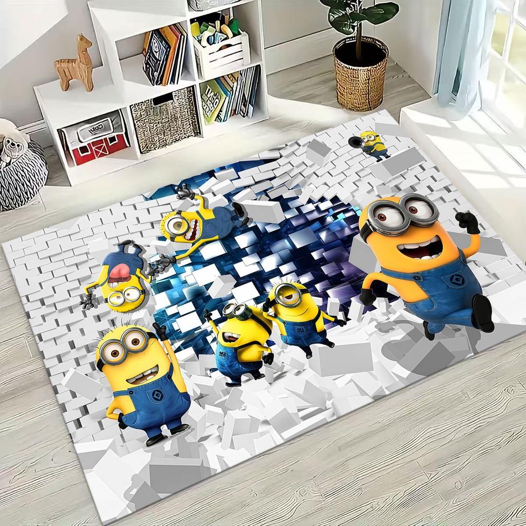 3D Cartoon Minions Despicable Me Rug for Bedroom Living Room Sofa Home Doormat Decor, Large Kids PLAY Non-slip Floor Mat Gift