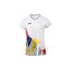 Li Ning Badminton Series Color Block Breathable Quick-Dry Competition Short Sleeve T-Shirt Women Tops Standard-White AAYR374-1