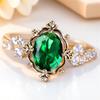 Милое женское кольцо с зеленым цирконом золотого цвета, свадебное украшение, кольца для помолвки для женщин