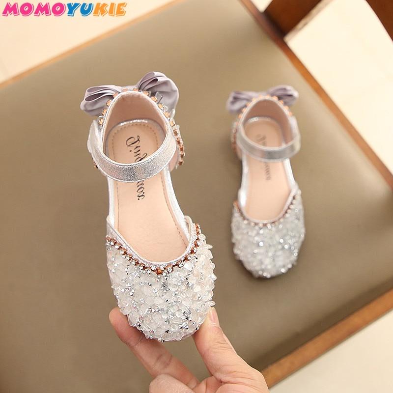 Children Princess Shoes Baby Girls Flat Bling Leather Sandals Fashion Sequin Soft Kids Dance Party Sparkly Shoes