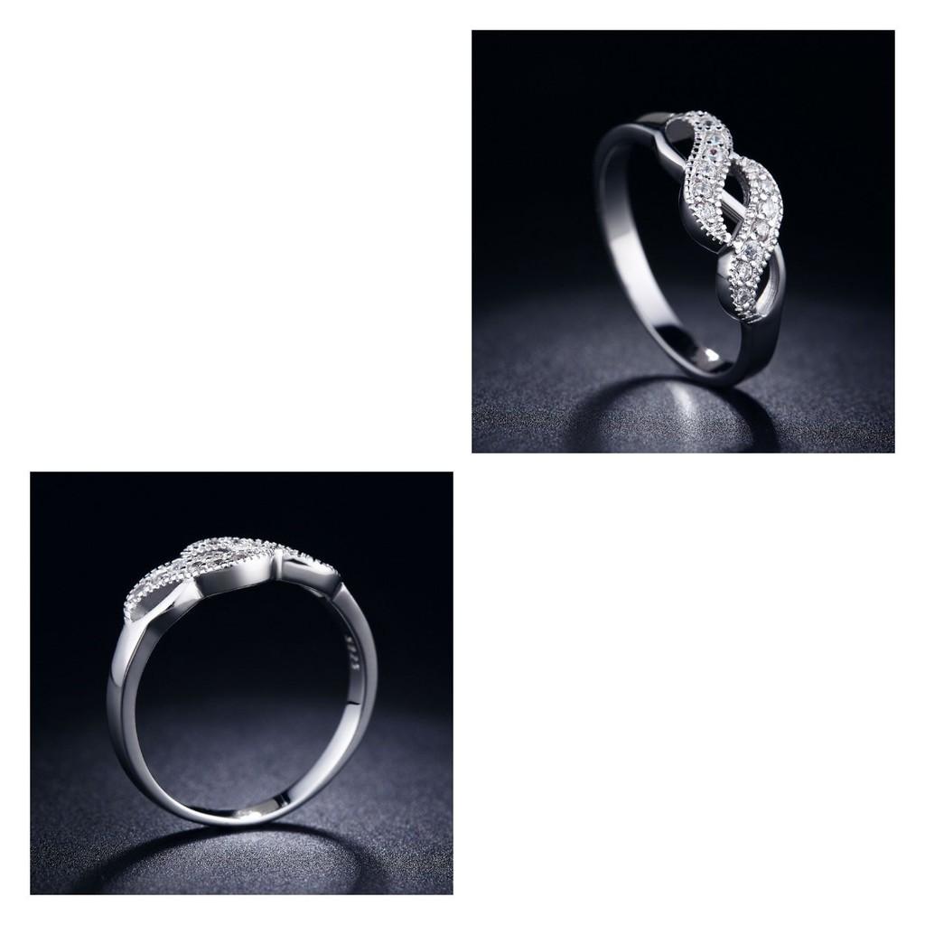 Fashionable Double Spiral Design Ring With Zirconia Inlaid White Gold Plated Women's Jewelry
