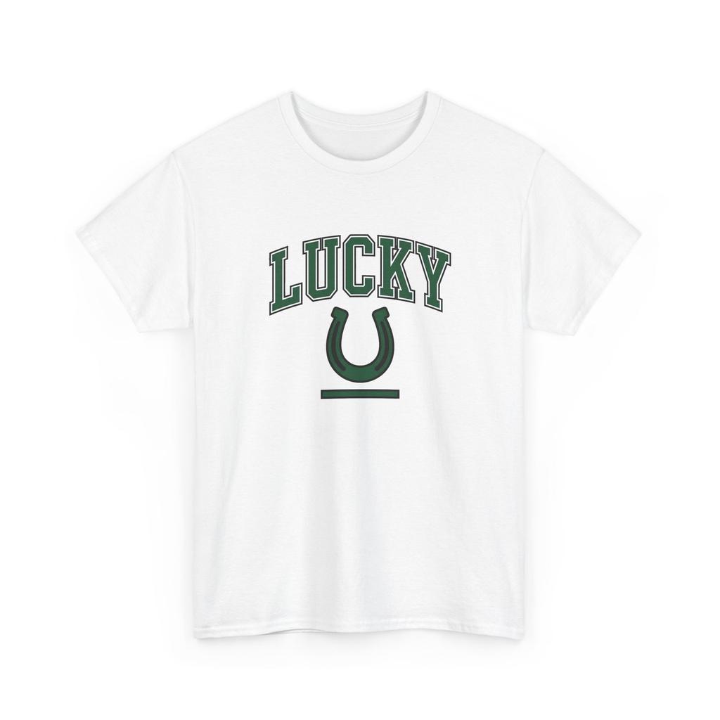 Horseshoe Graphic Shirt St Patricks Day Luck Gift Women Varsity Tee Horseshoe