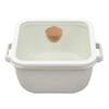 NITORI Fire Enamel Square 8942285 IH/Gas Pot, Deep, 20cm, White,